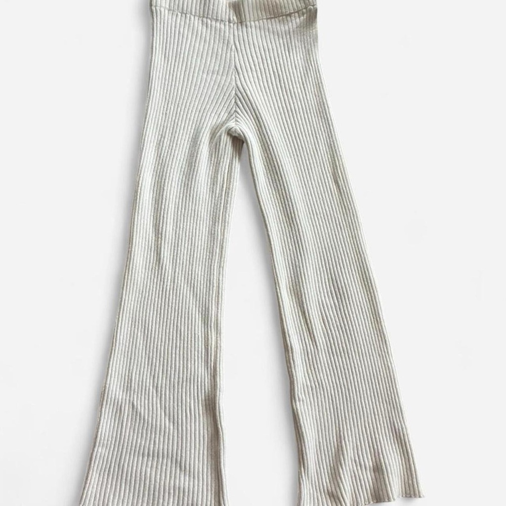 Sincerely Jules Cream Ribbed Knit Pants